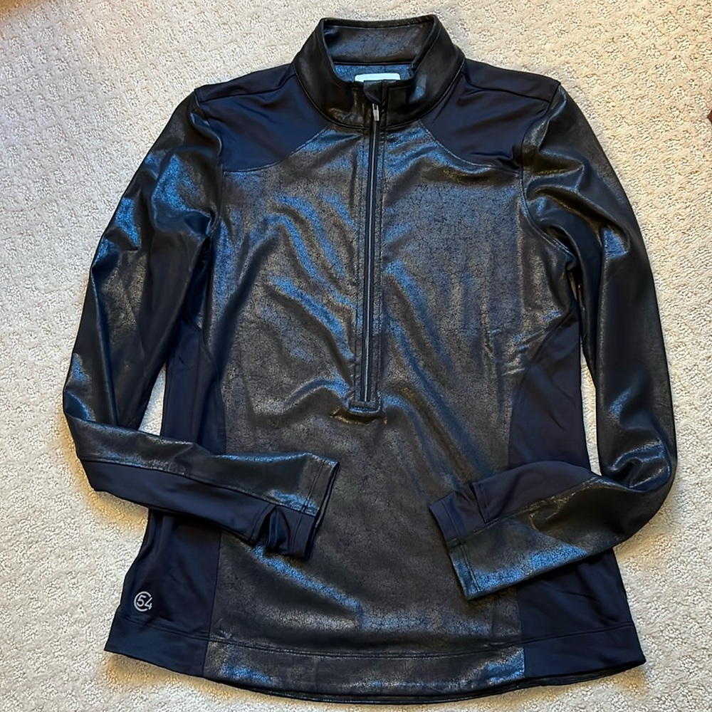 NWOT Golf 1/4 zip leather look top!